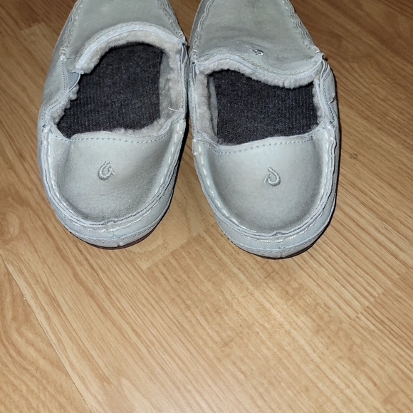Olikai Womens Genuine Shearling Gray Leather Mule Slippers Loafers Shoes Size 7 - Picture 5 of 7
